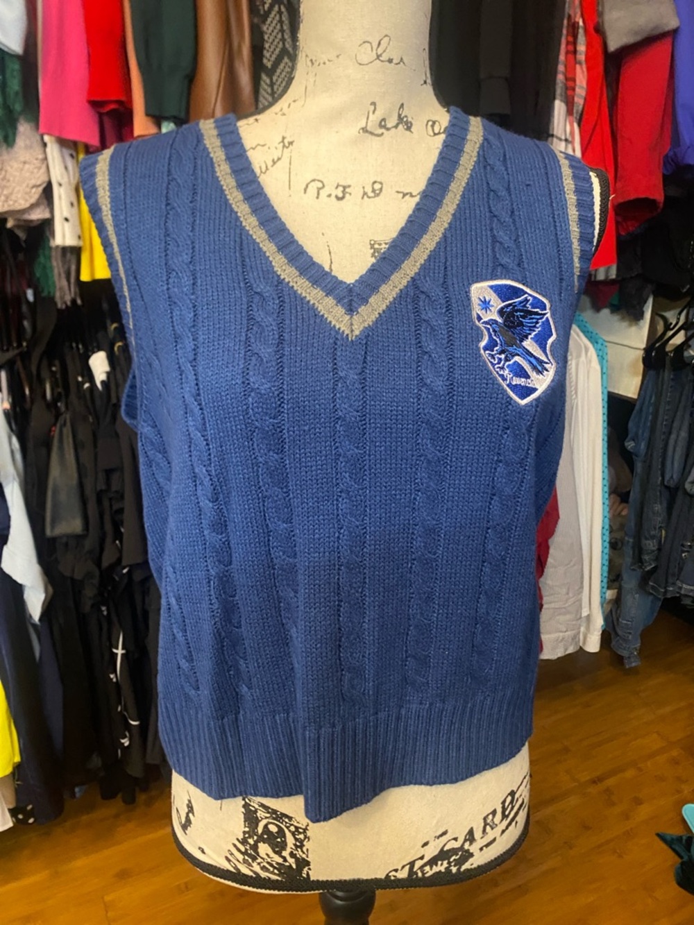 Harry Potter Blue Cable-Knit V-Neck Sweater Vest - Classic Men’s Style